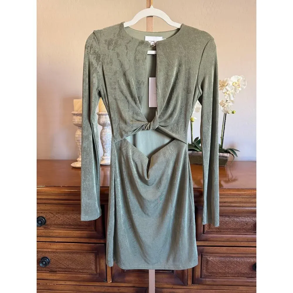 Significant Other Ivy Front Cutout Mini Dress Green NWT SOLD OUT Retail $200 - Picture 5 of 8
